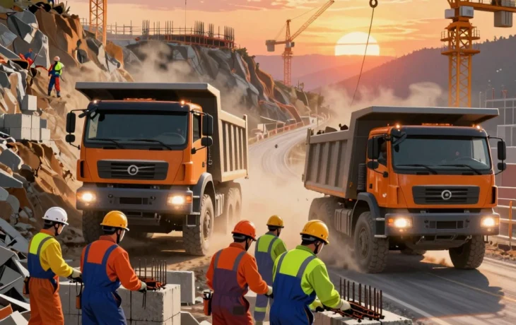 🚛 Стройка в разгаре и грузы пошли в гору.